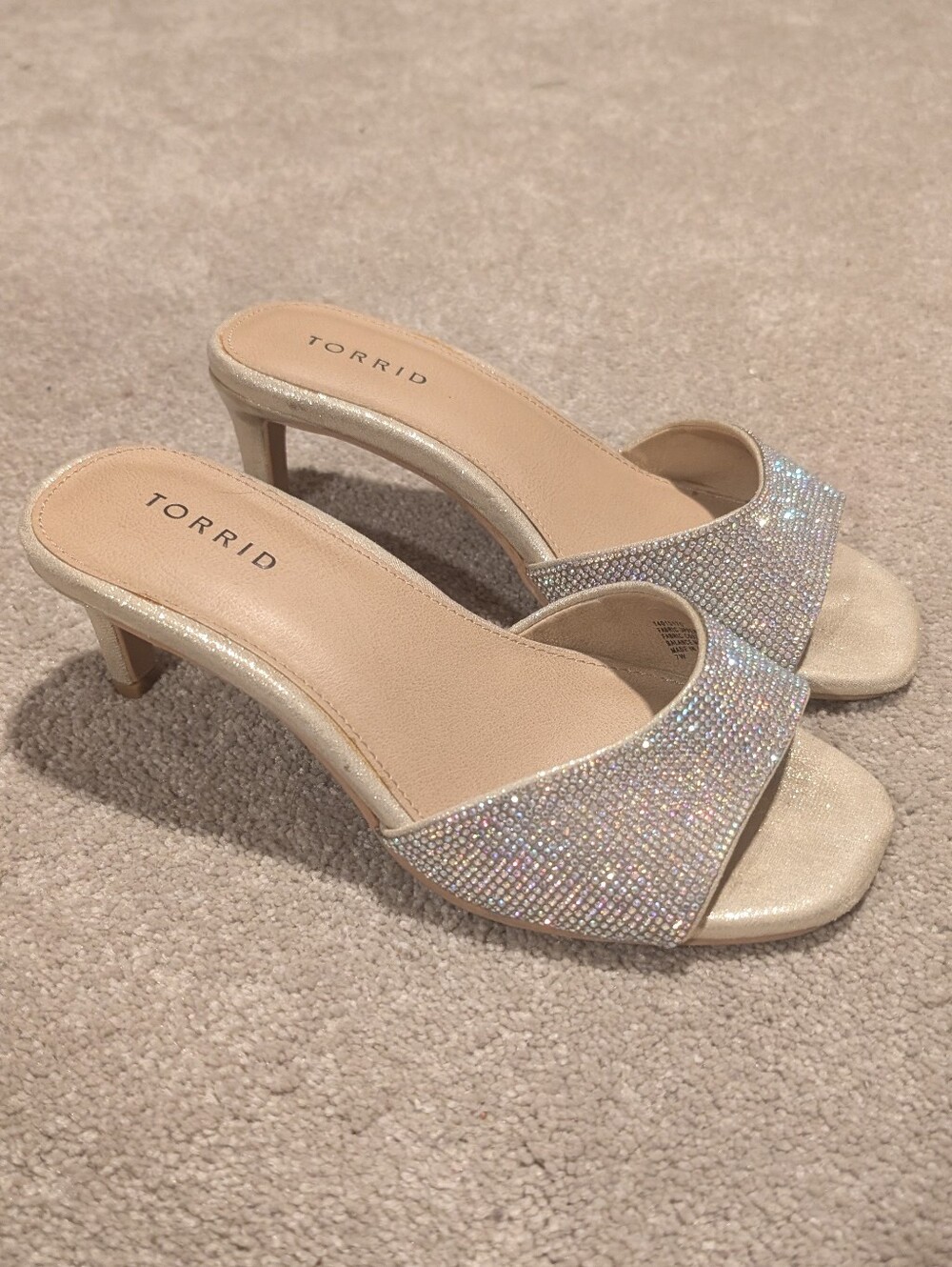 torrid Rhinestone Slide Mules in Champagne Silver And Gold Sparkle